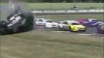 Car flips seven times before ending up a mangled shell with 19-year-old racing driver inside