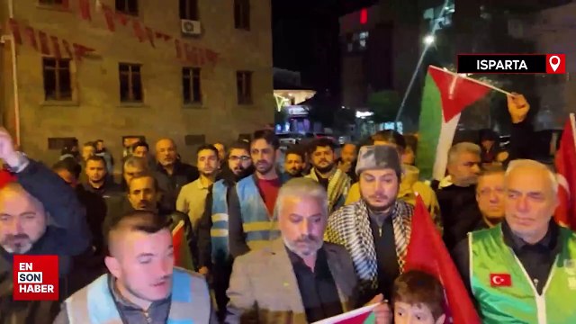 İsrail’in Gazze’deki hastane saldırısı Isparta’da protesto edildi