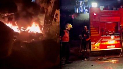 Gaza hospital burns moments after deadly explosion ‘kills at least 500 people’