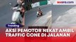 Viral Aksi Pemotor Nekat Ambil Traffic Cone di Jalanan Pasuruan, Warganet Vespa Matic Masak Nyuri
