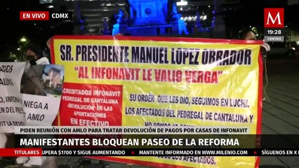 Habitantes de Guerrero bloquean Paseo de la Reforma; piden que Infonavit devuelva dinero