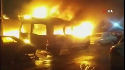 Ümraniye'de servis aracı alev alev yandı