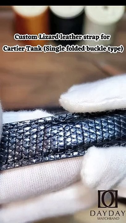 Custom Lizard leather strap for Cartier Tank (Single folded buckle type)