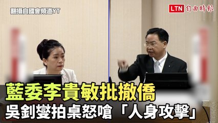 藍委李貴敏批撤僑 吳釗燮拍桌怒嗆「人身攻擊」(翻攝自國會頻道YT)