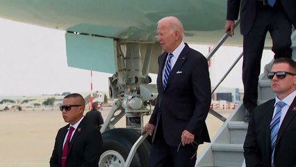 Joe Biden arrives in Tel Aviv as tensions rise over hospital blast feared to have killed hundreds