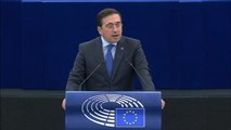 Albares urge al Parlamento Europeo a trabajar por la solución de los dos estados 