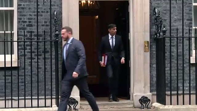 Rishi Sunak departs Downing Street for first PMQs