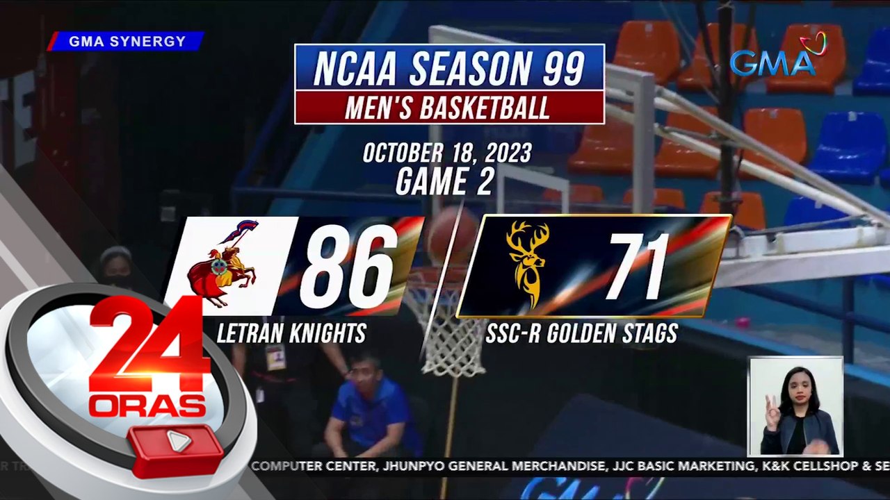Letran Knights, nakuha ang 1st season win nang talunin ang SSC-R Golden Stags | 24 Oras