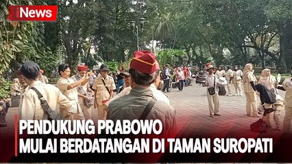 Jelang Pendaftaran ke KPU, Pendukung Prabowo Mulai Berdatangan di Taman Suropati