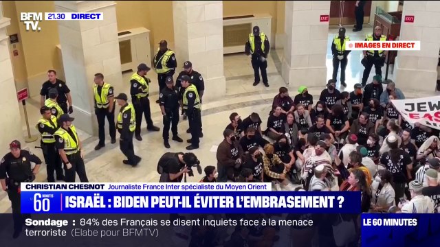 Washington: des manifestants, parmi lesquels des membres de la communauté juive, ont investi le Capitole pour réclamer un cessez-le-feu dans le conflit opposant Israël au Hamas