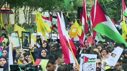 Libaneses atendem chamado do Hezbollah em solideriedade aos palestinos
