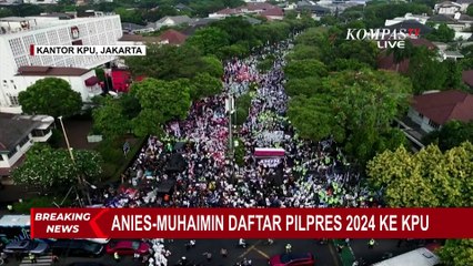 Membludak! Masyarakat Pendukung Anies-Cak Imin Penuhi Gedung KPU