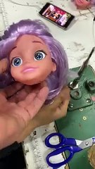 Sewing Hair Onto a Doll's Head