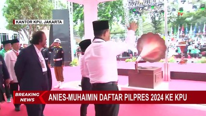 Download Video: Momen Anies Muhaimin Disambut saat Tiba di Gedung KPU Pusat