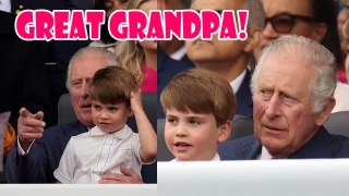 Touching moment Prince Charles puts his cheeky grandson   Prince Louis on his knee!