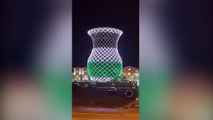 Rize'de bulunan 29 metrelik çay bardağı, Filistin bayrağının renkleriyle ışıklandırıldı
