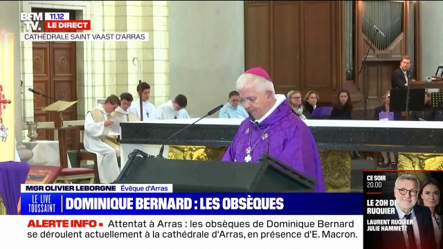 Obsèques de Dominique Bernard: Nous sommes dépouillés devant l'odieux et l'inacceptable , déclare Mgr Olivier Leborgne, évêque d'Arras