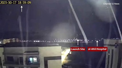 New footage shows rocket fired from Gaza malfunctioned mid-air before striking hospital, says Israel