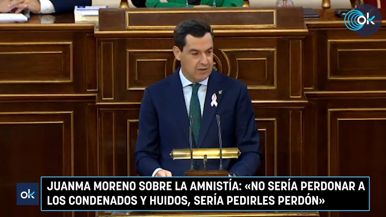 Juanma Moreno sobre la amnistía «No sería perdonar a los condenados y huidos, sería pedirles perdón»