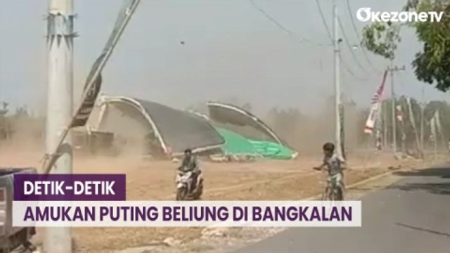 Ngeri, Detik-Detik Pusaran Puting Beliung Robohkan Tenda Maulid Nabi di Bangkalan