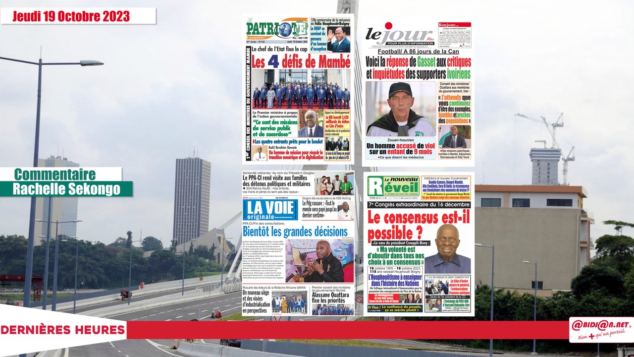 Titrologue du jeudi 19 octobre 2023