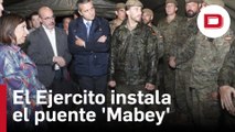 Robles agradece la rapidez del Ejército de Tierra a la hora de instalar el puente 'Mabey' en Aldea del Fresno