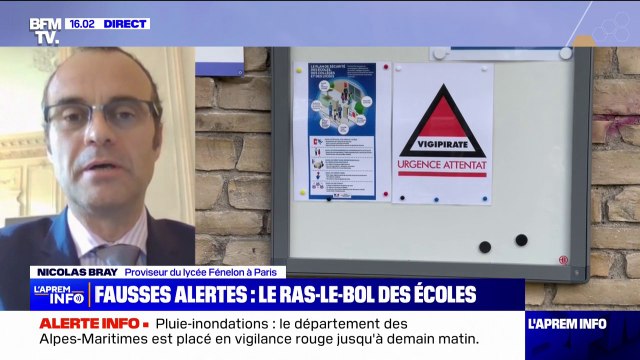 Fausses alertes à la bombe: L'accumulation fait que c'est extrêmement éprouvant pour les communautés scolaires selon Nicolas Bray, proviseur de lycée