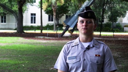 What new Citadel military college "knobs" go through on day one at the controversial school