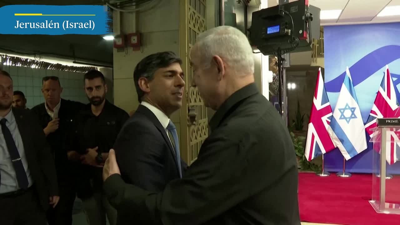 El primer ministro de Reino Unido, Rishi Sunak visita Israel y da su apoyo a Netanyahu