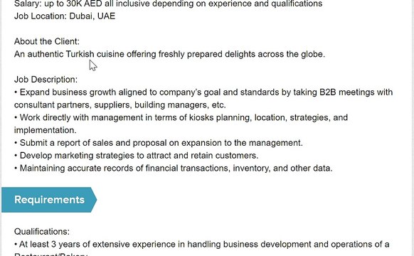 General Manager and Business Developer - UAE JOBS DUBAI