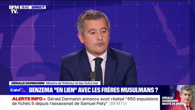 Gérald Darmanin: Je constate que Karim Benzema n'a toujours pas fait un tweet pour l'assassinat de ce professeur à Arras, pour les bébés décapités, pour les femmes violées, pour les 1300 massacrés par le terrorisme islamiste en Israël