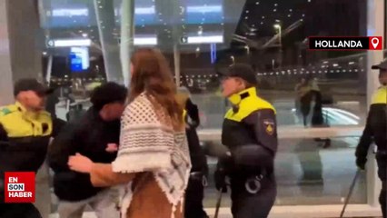 PKK destekçilerine izin veren Hollanda polisi  Filistin’e destek eylemini engelledi
