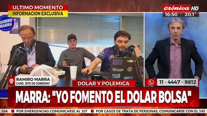 Marra: "El dolar blue no está $900, es mentira"