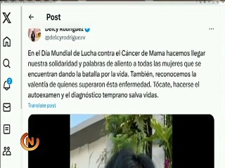 Vpdta. Delcy Rodríguez llama a las mujeres del mundo ha prevenir el Cáncer de Mama