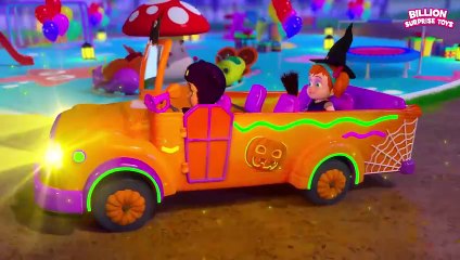 The pumpkin bus and the kids are ready for the Halloween party! BillionSurpriseToys Cartoon