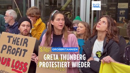 Protest vor JP Morgan: Greta Thunberg mischt sich unter Aktivist:innen