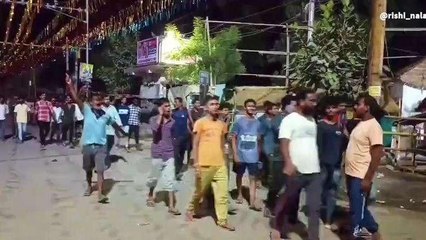 नालंदा: पुलिसिया कार्रवाई से नाराज हुए पूजा समिति के सदस्य, विरोध में की नारेबाजी