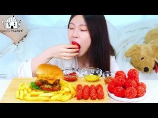 ASMR MUKBANG| Cheetos Party(Hand-crafted Burger, Mac n Cheese ball, French fries).