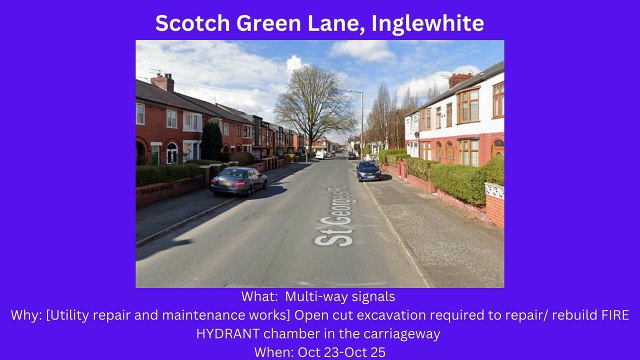 Preston roadworks starting Oct 23- Oct 29