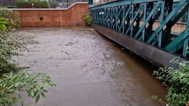 River Don at Meadowhall rising as Storm Babet hits Sheffield