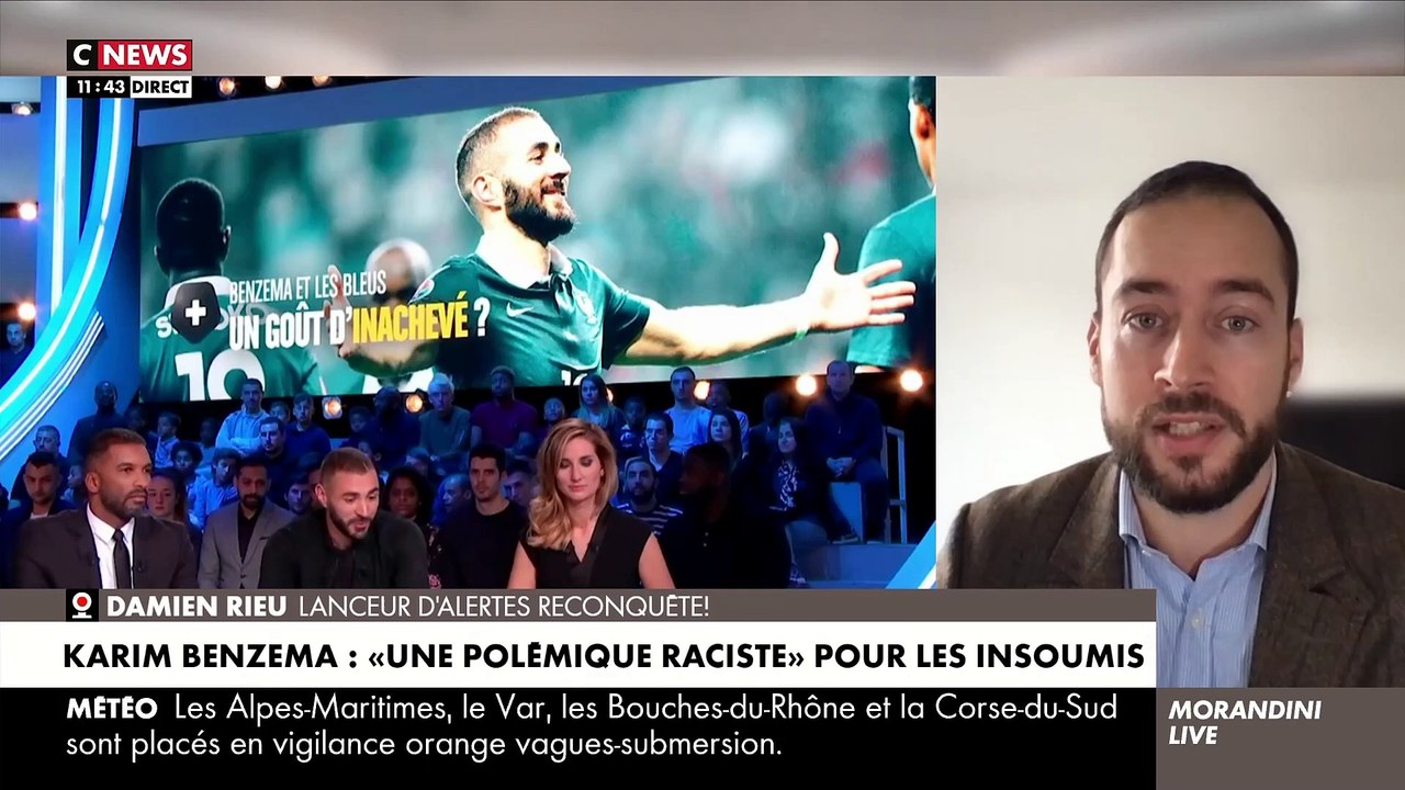 Après avoir été relaxé dans le procès que lui a fait Karim Benzema, le lanceur d'alerte Damien Rieu s'explique dan "Morandini Live": "Il a like une publication justifiant la décapitation de Samuel Paty"