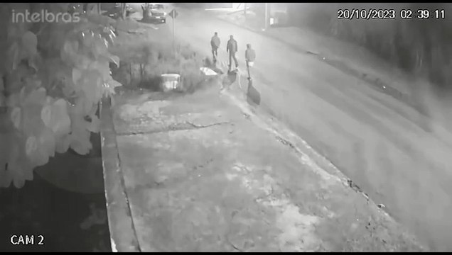 Câmera flagra ladrões furtando Ford F-4000 no bairro Canadá