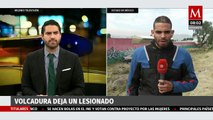 Volcadura deja un lesionado en la autopista México-Pirámides