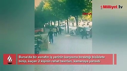 Bisiklet hırsızlarının rahat tavırları kamerada