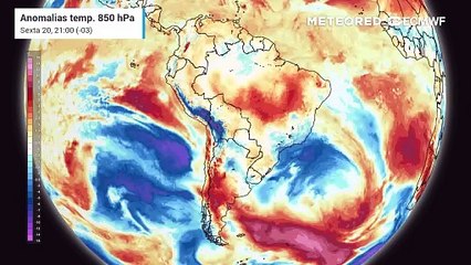 Anomalia de temperatura em 850 hPa