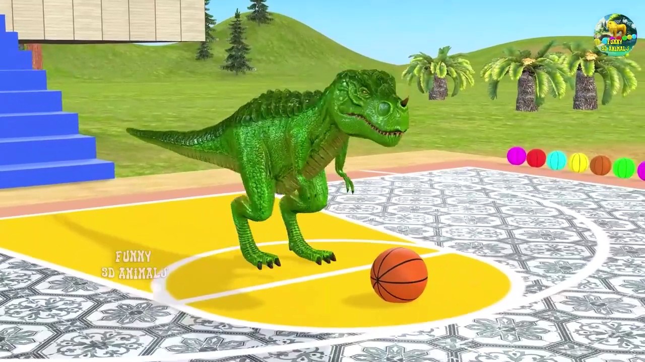 Basket Ball Game With Elephant Gorilla Lion Buffalo T-rex - Wild Animals Game