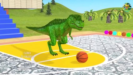 Basket Ball Game With Elephant Gorilla Lion Buffalo T-rex - Wild Animals Game