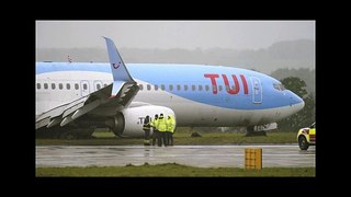 Plane skids off runway while landing at Leeds Bradford Airport - TUI flight TOM3551