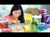ASMR MUKBANG| Rainbow Convenience Store in Korea(Cheese Fire noodles, Tteokbokki, Triangular Kimbap)