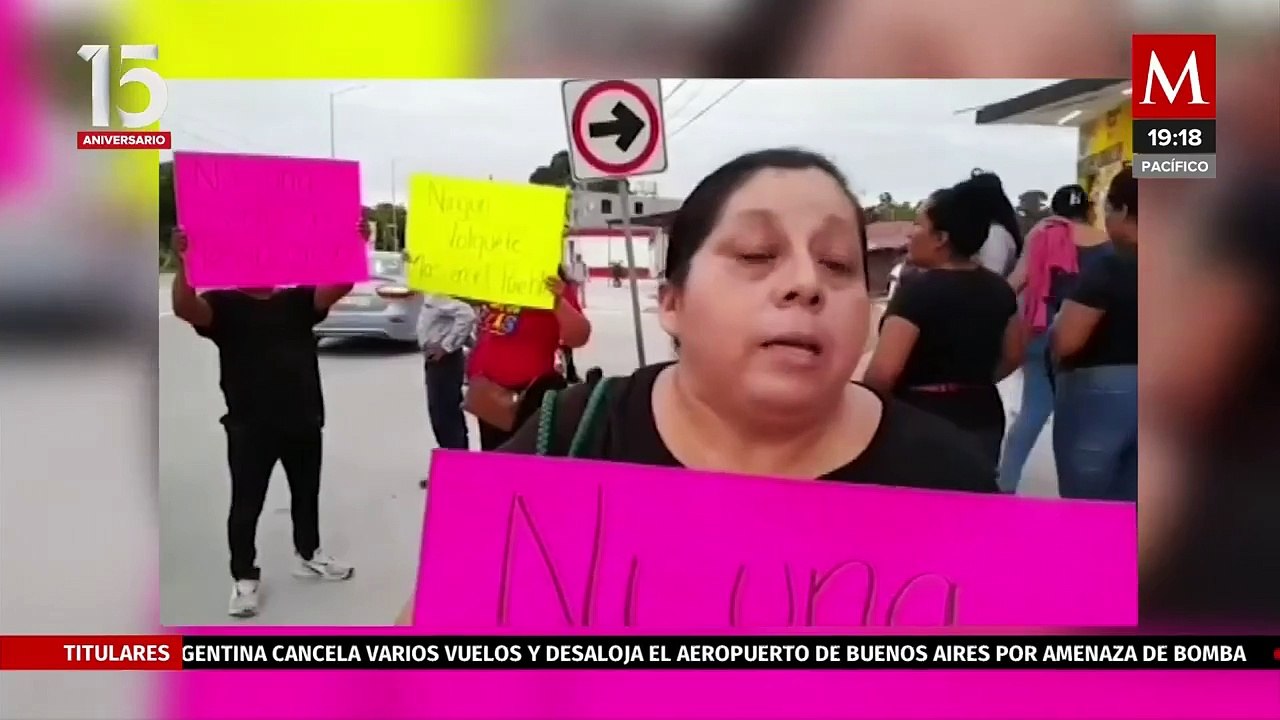 Bloqueo en carretera de Campeche por muerte de estudiante en obras del Tren Maya